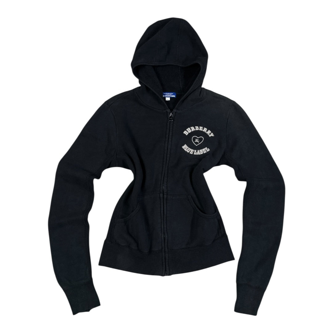 Burberry Blue Label Zip Hoodie Black Logo | Size 38 (S-M