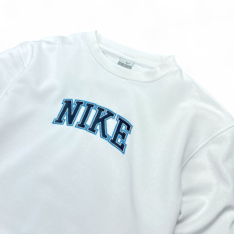 Nike Vintage Y2K Spellout Sweater Weiß Navy