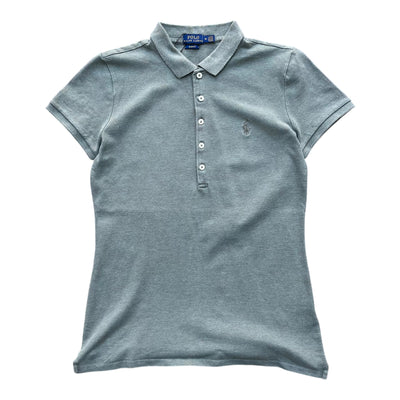 Damen Polo Ralph Lauren Slim Fit Poloshirt in M, weißes Baumwollpolo mit Kragen und Knopfleiste, modernes Design