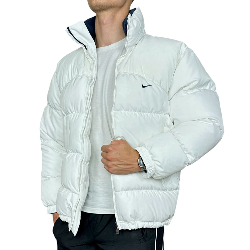 Nike Vintage Y2K Puffer Daunenjacke Weiß
