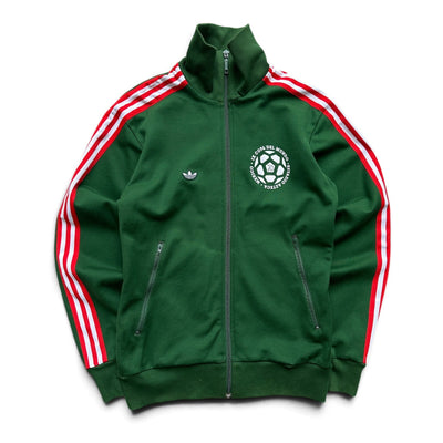 Adidas Mexico Vintage 2005 Trackjacke in M, blaue und weiße Sportjacke mit alten Logo-Details, bequemes Material