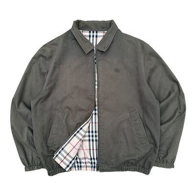 Reversible Burberry London Harrington-Jacke mit Nova-Check-Muster in Khaki und Beige, Größe M.