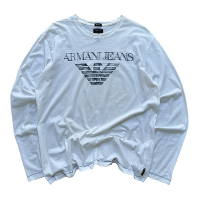 Vintage Armani Jeans Big Logo Langarmshirt | XL