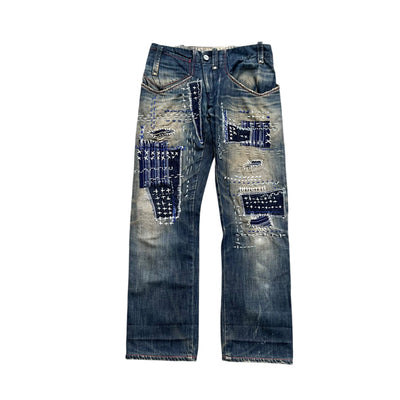 Levi’s RED Custom Sashiko Boro Distressed Denim Jeans | W31