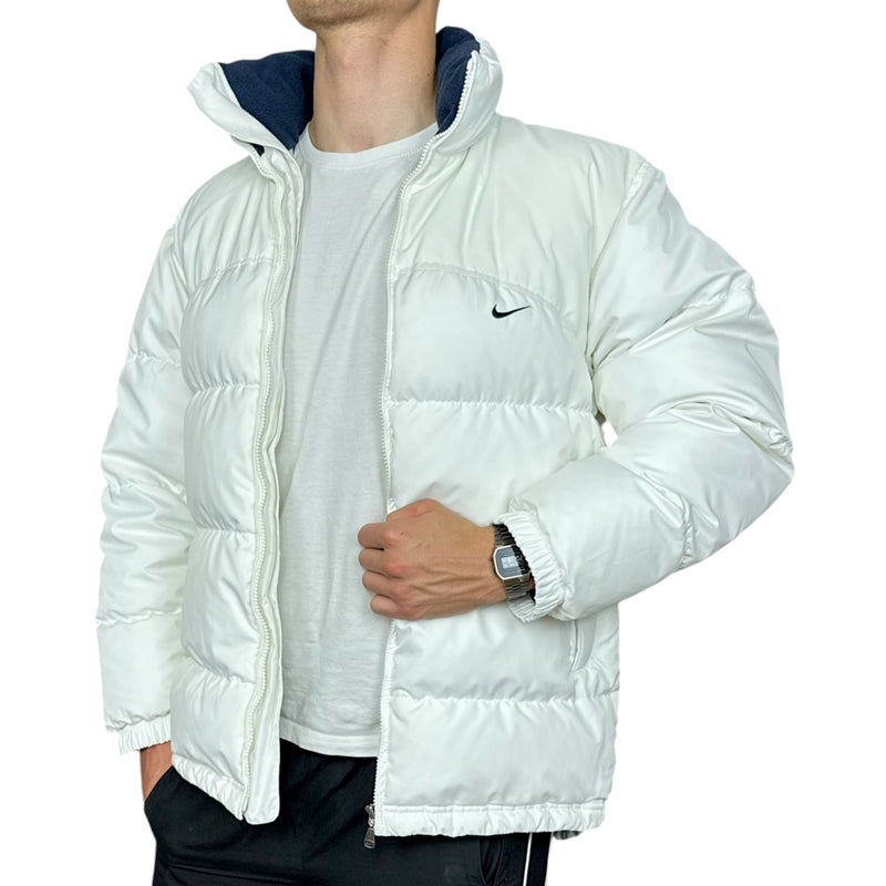 Nike Vintage Y2K Puffer Daunenjacke Weiß