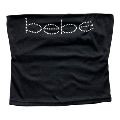 Vintage Bebe Rhinestone Logo Tube Top Black | One Size