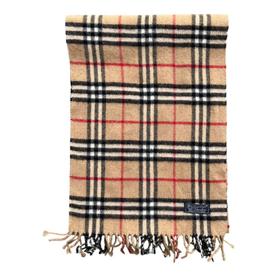 Vintage Burberry Schal aus Lambswool mit klassischem Beigefarbenen Nova Check Muster, langlebige und elegante Stoffqualität
