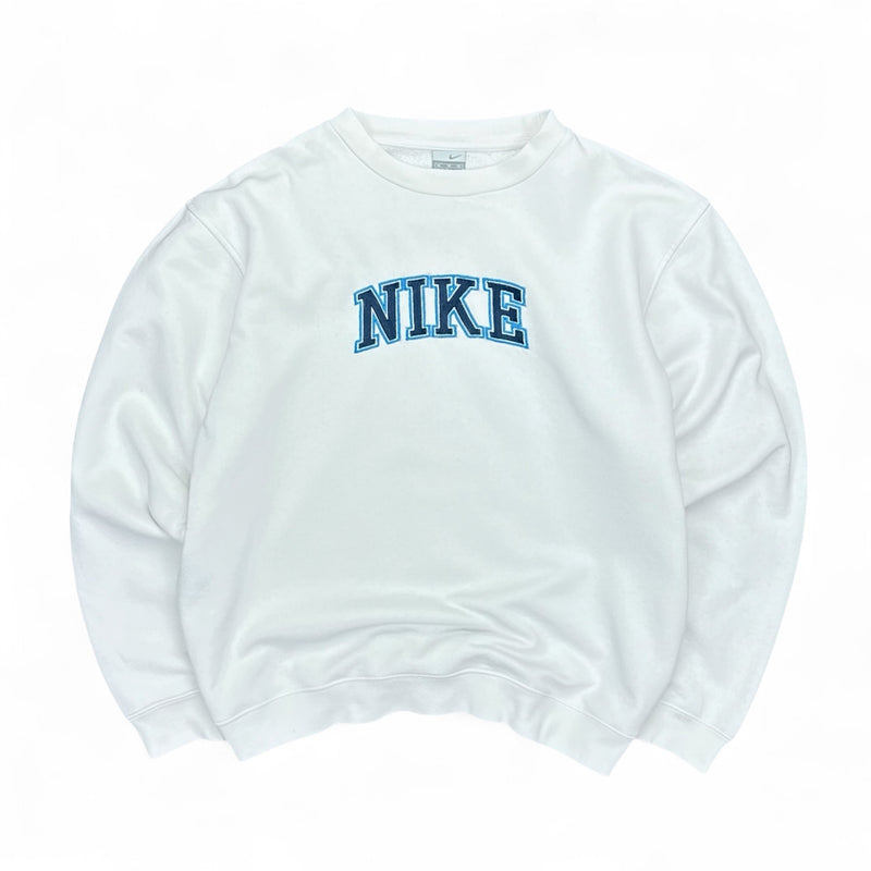 Nike Vintage Y2K Spellout Sweater Weiß Navy