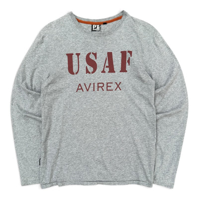 Vintage Avirex USAF USA Flag Longsleeve Heather Grey | M