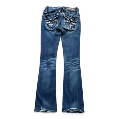 Rock Revival Fleur de Lis Contrast Patch Low Waist Bootcut Jeans | W24