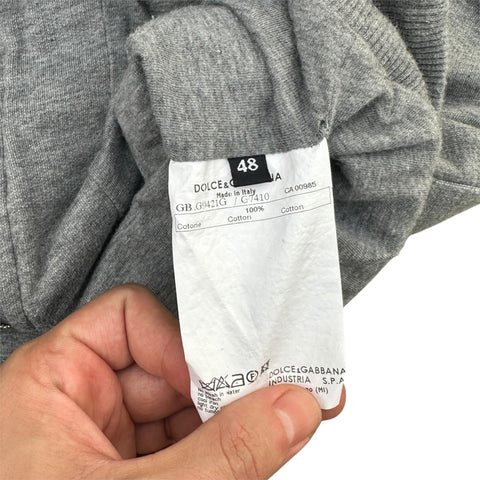 Vintage Dolce & Gabbana asymmetrische Italia Reißverschluss-Trainingsjacke in Grau, sportliches Design mit Zip und italienischem Stil