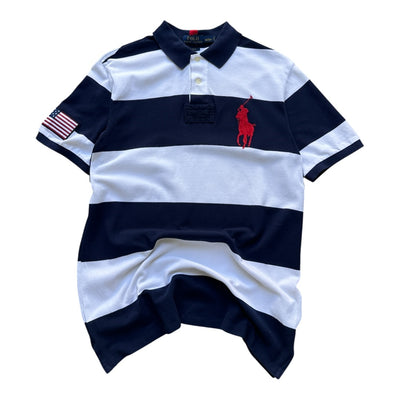 Vintage Polo Ralph Lauren Big Pony USA Striped Poloshirt | L