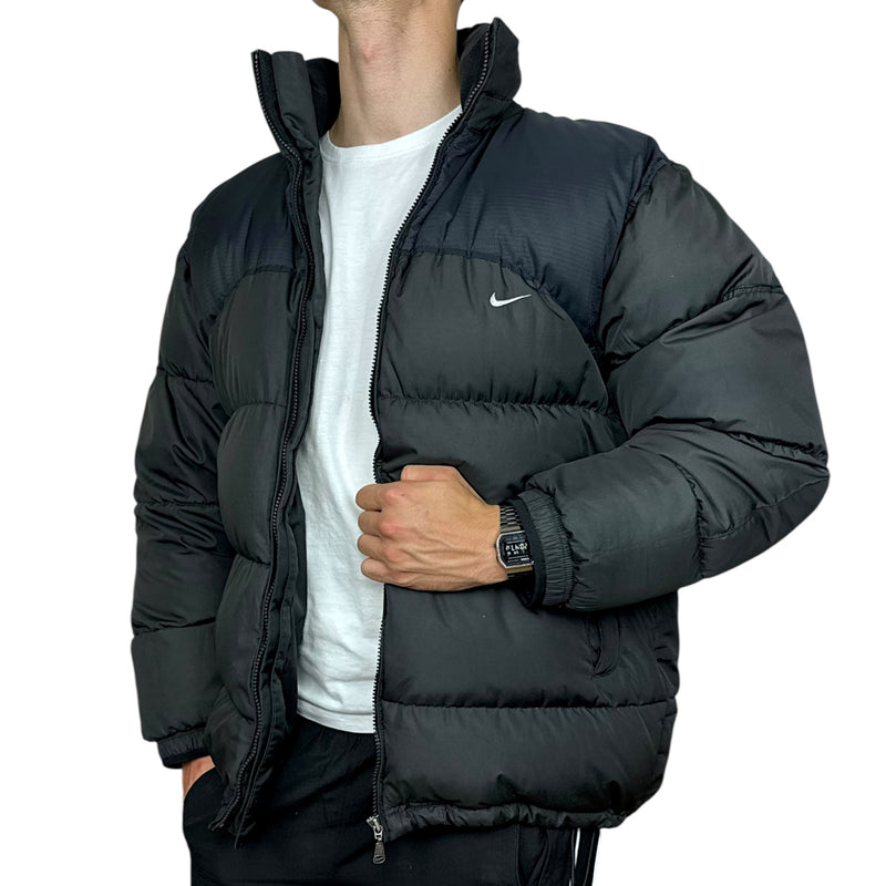 Nike Vintage Y2K Puffer Daunenjacke Schwarz