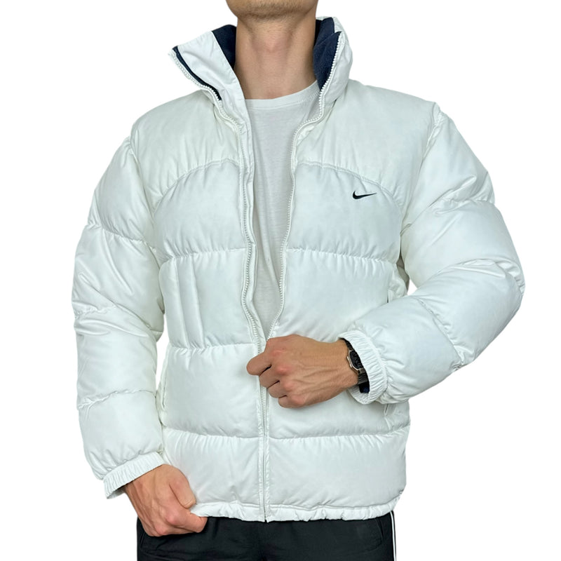 Nike Vintage Y2K Puffer Daunenjacke Weiß