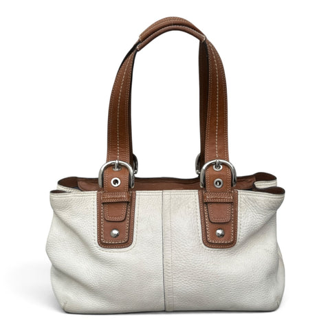 Coach Soft Milled Leather Tote / Shoulder Bag | Weiß / Braun