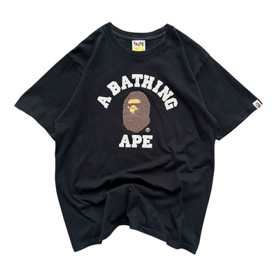 A Bathing Ape (BAPE) College Logo Glitter T-Shirt | L
