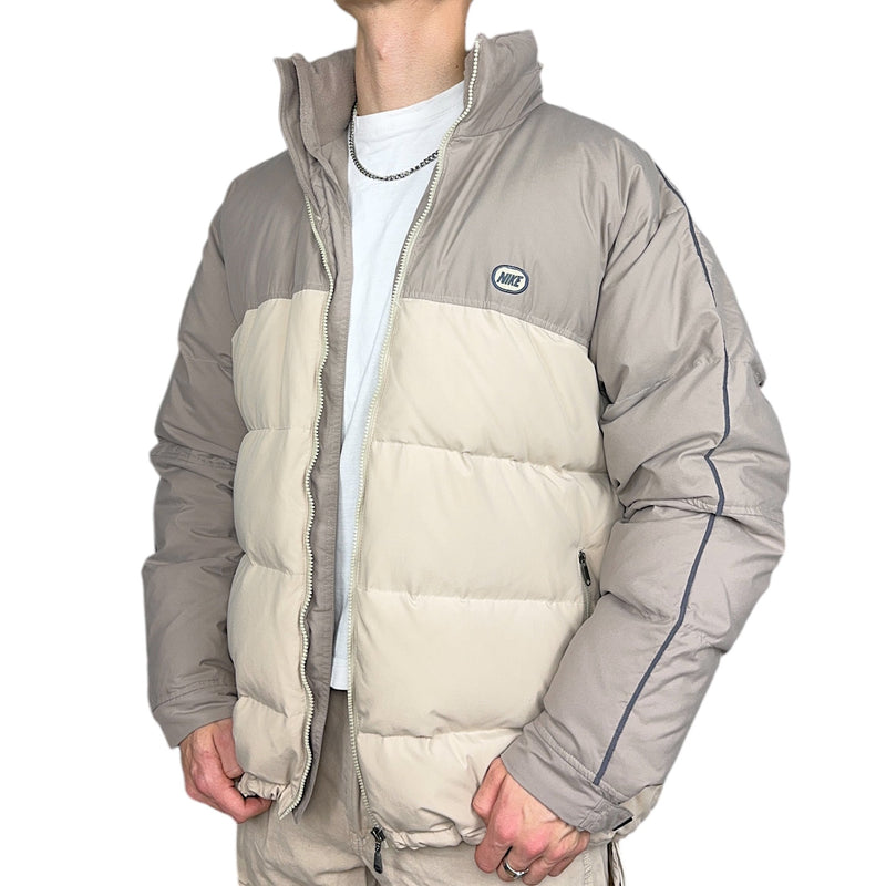 Nike Vintage Y2K Puffer Daunenjacke Beige