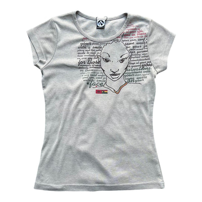 Vintage Iriedaily Vintage Face Graphic T-Shirt für Damen, Frontansicht mit vintage Stil und Gesichtsdesign, weiches Baumwollmaterial