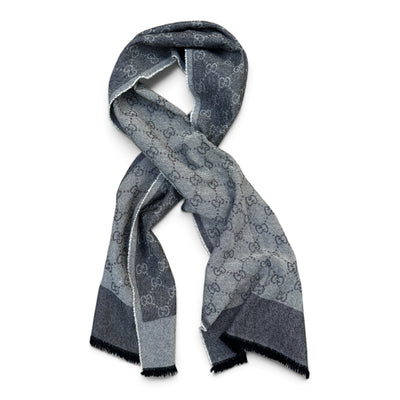 Gucci Vintage GG Pattern Reversible Wool Scarf
