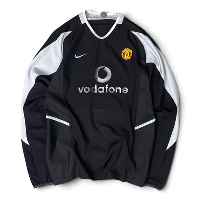 Manchester United Torwart-Langarmshirt 2002/04 Nike, grün mit Vereinslogo und Sponsorenaufdruck, kurze Ärmel, Größe S