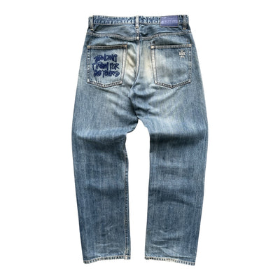 Stüssy 30th Anniversary "XXX" Distressed Denim Jeans – Light Blue | 34