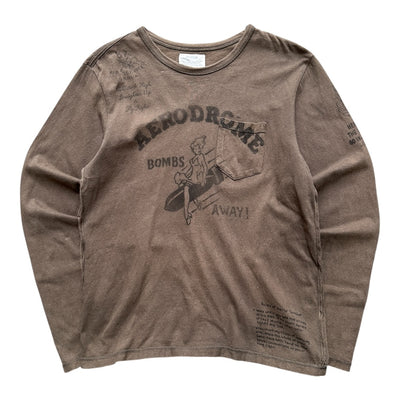 Vintage Avirex "Aerodrome" Military Longsleeve – Braun/Khaki | L