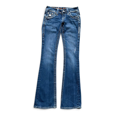 Vintage Rock Revival Fleur de Lis Heavy Stitch Bootcut Jeans | W24