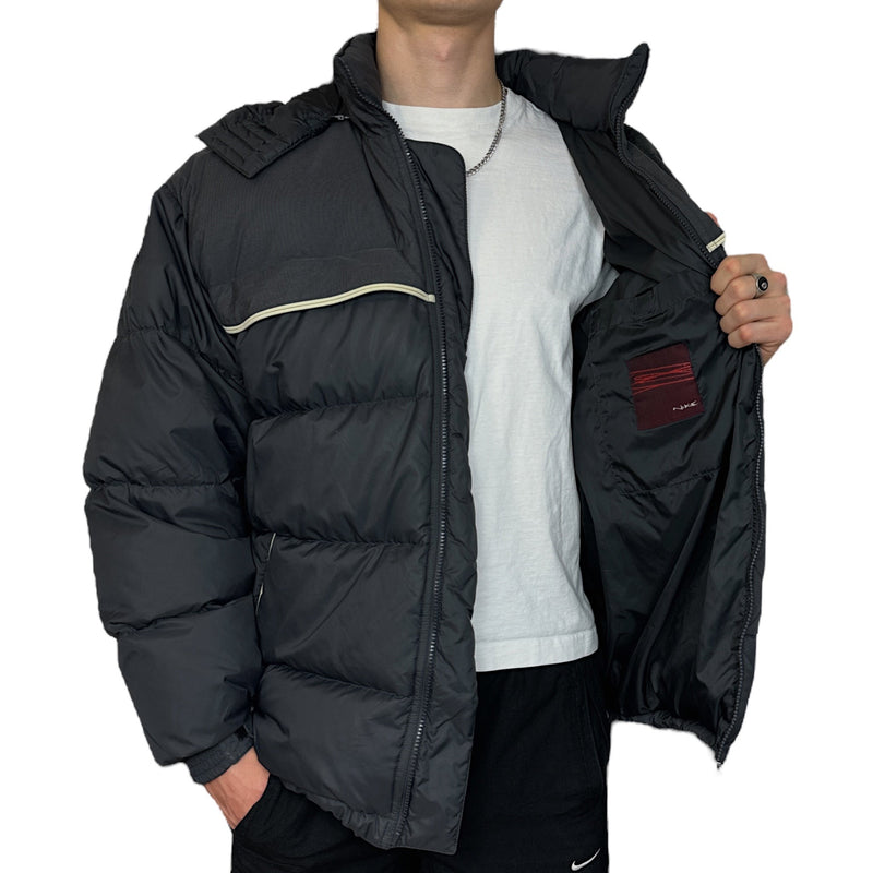 Nike Vintage Y2K Rare Down Pufferjacke Schwarz