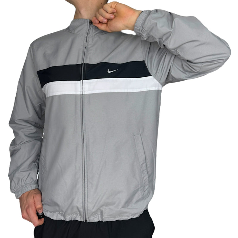 Nike Vintage Y2K Trackjacke Grau Schwarz Weiß