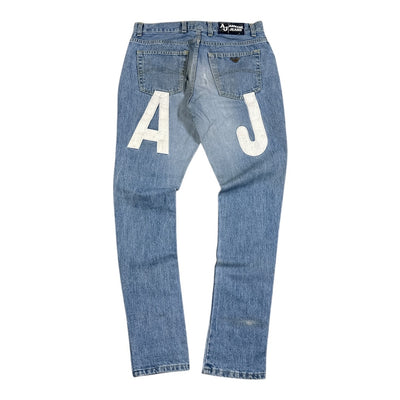 Armani Jeans AJ Logo Backprint Denim Pants Light Blue | S