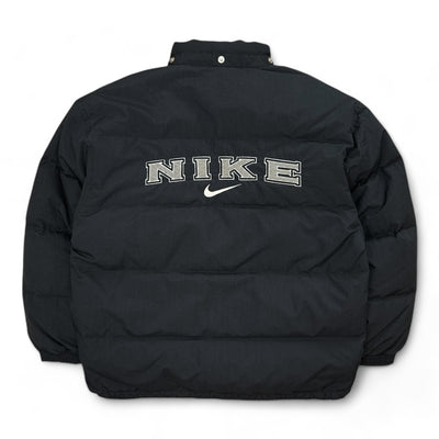 Nike Vintage 90s Rare Down Spellout Pufferjacke Schwarz