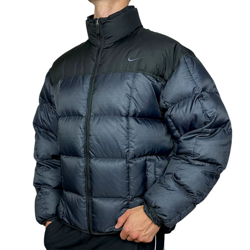 Nike Vintage 90s rare Center-Swoosh Down Pufferjacke Navy