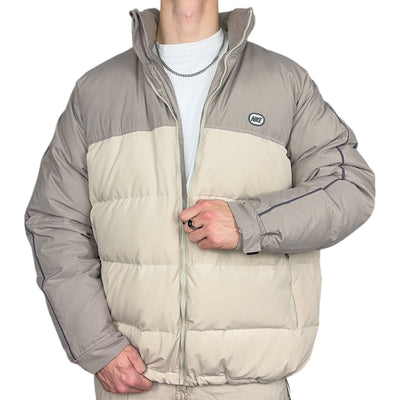 Nike Vintage Y2K Puffer Daunenjacke Beige