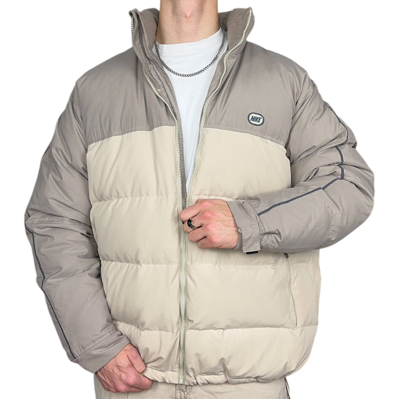Nike Vintage Y2K Puffer Daunenjacke Beige