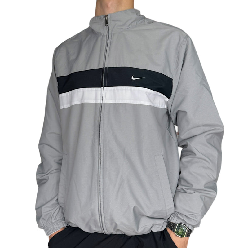 Nike Vintage Y2K Trackjacke Grau Schwarz Weiß