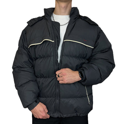 Nike Vintage Y2K Rare Down Pufferjacke Schwarz