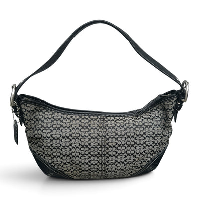 Coach Signature Jacquard Small Hobo Shoulder Bag | Schwarz / Grau