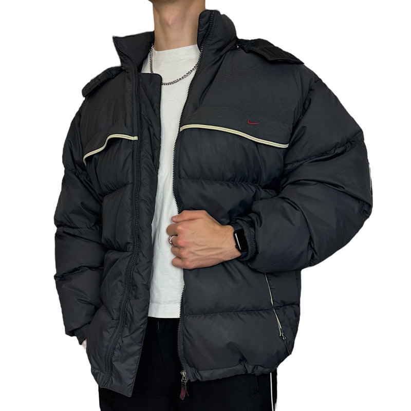 Nike Vintage Y2K Rare Down Pufferjacke Schwarz