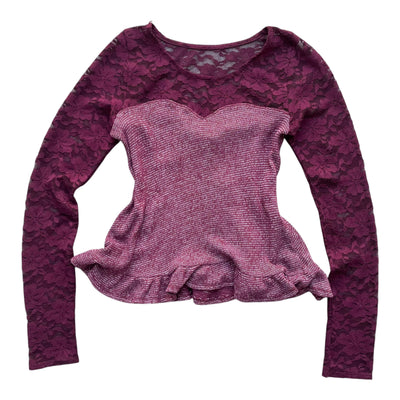Vintage Abercrombie Y2K Lace Mesh Peplum Top | S