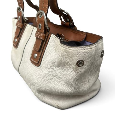 Coach Soft Milled Leather Tote / Shoulder Bag | Weiß / Braun