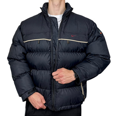 Nike Vintage Y2K Rare Down Pufferjacke Schwarz
