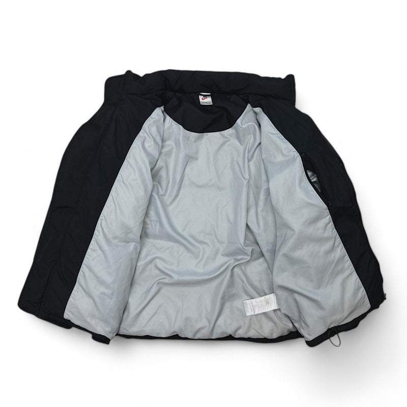 Nike Vintage 90s Rare Down Spellout Pufferjacke Schwarz