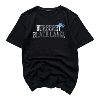 Burberry Black Label Distressed Logo T-Shirt – Black | S