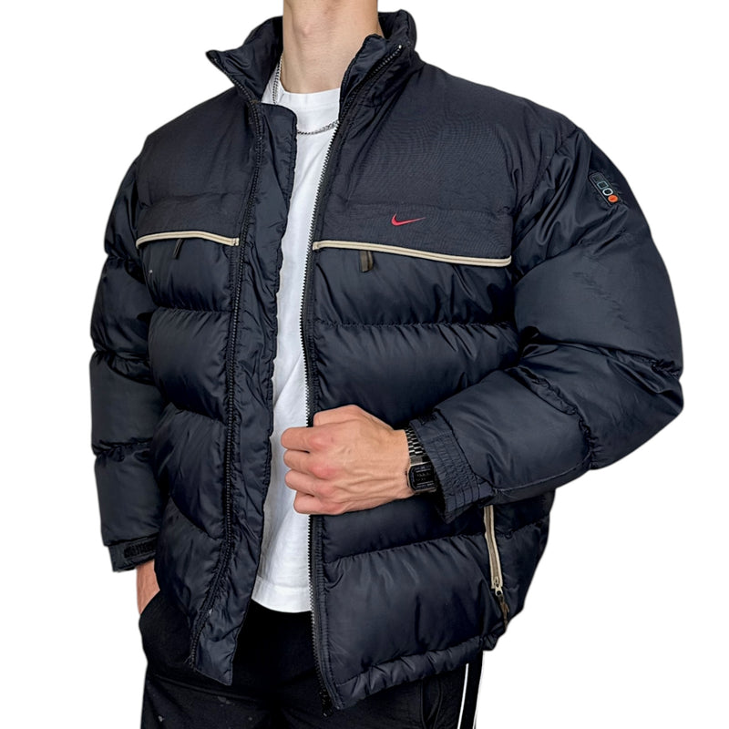 Nike Vintage Y2K Rare Down Pufferjacke Schwarz