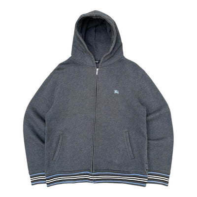 Vintage Burberry Black Label gesteppter Kapuzenpullover in Schwarz mit Stickerei, Größe M, aus Charcoal-Farbe.