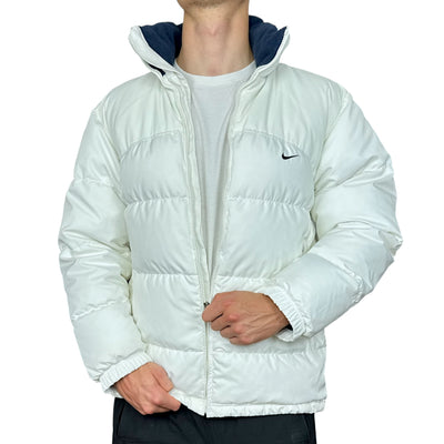 Nike Vintage Y2K Puffer Daunenjacke Weiß