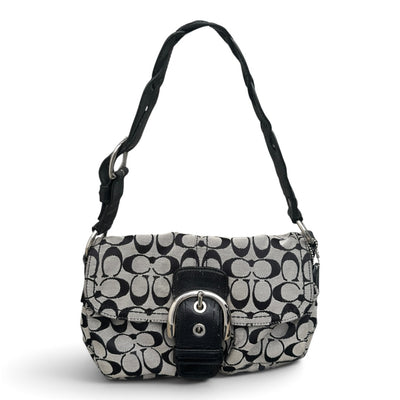 Coach Soho Signature Jacquard Flap Shoulder Bag | Schwarz / Grau