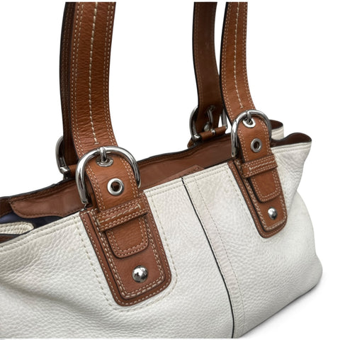 Coach Soft Milled Leather Tote / Shoulder Bag | Weiß / Braun