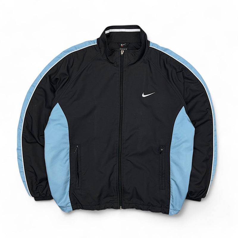 Nike Vintage 90s Center-Swoosh Trackjacke Schwarz BabyBlau