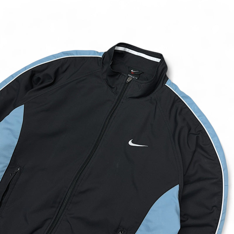 Nike Vintage 90s Center-Swoosh Trackjacke Schwarz BabyBlau